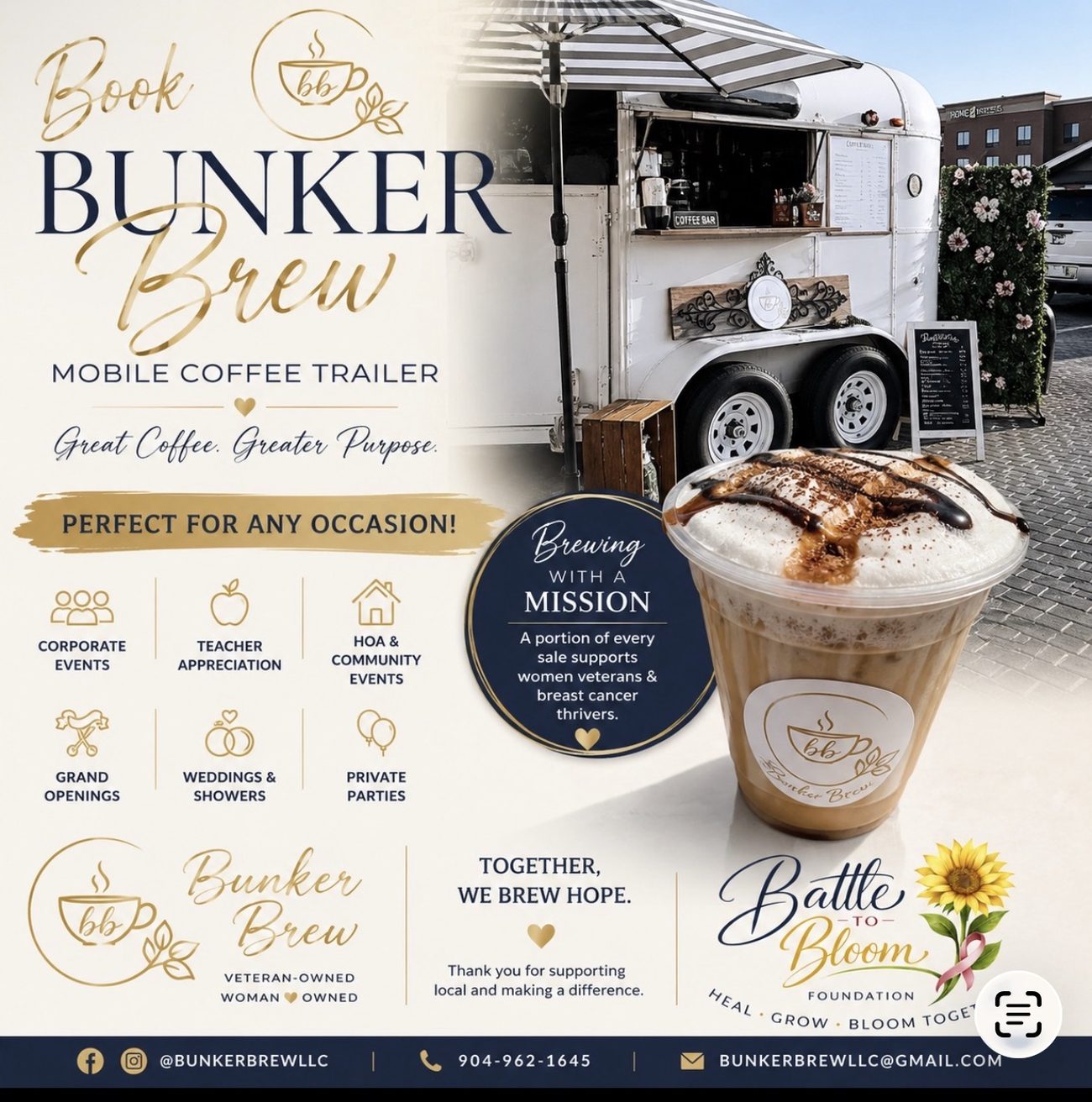 Book Bunker Brew — mobile coffee trailer for any occasion